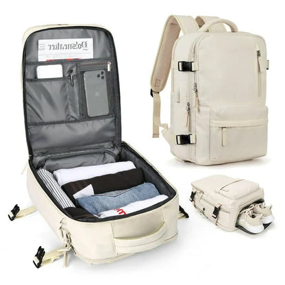 Large waterproof hiking backpack for women by Belro, showing the sturdy outdoor bag with adjustable straps and multiple compartments.