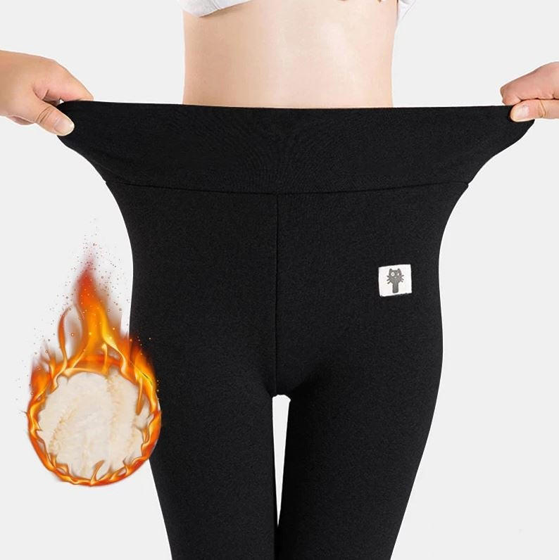 Women's fleece winter leggings by Belro, soft and warm clothing with a snug fit, shown in a close-up image.