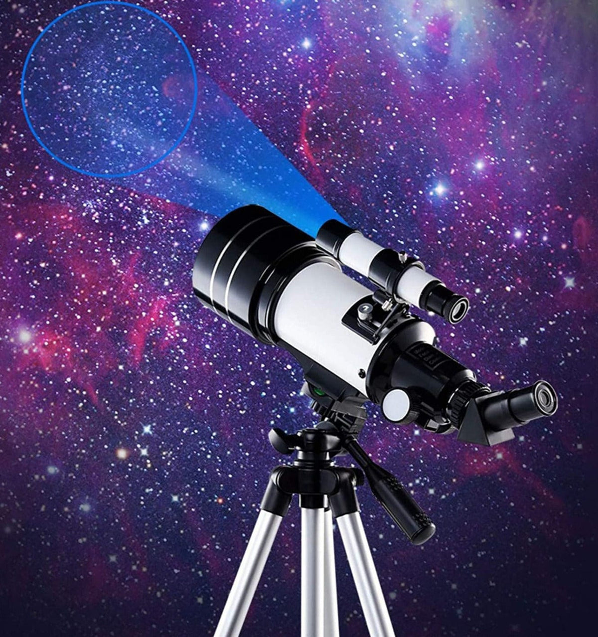Belro astronomical telescope with large lens and adjustable tripod, ideal for stargazing and celestial observation.