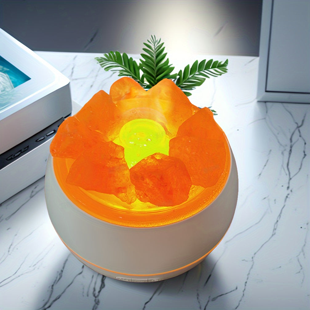 Belro Salt Lamp Diffuser 3-in-1 essential oil diffuser with Himalayan salt lamp, showcasing its warm glow and sleek design.
