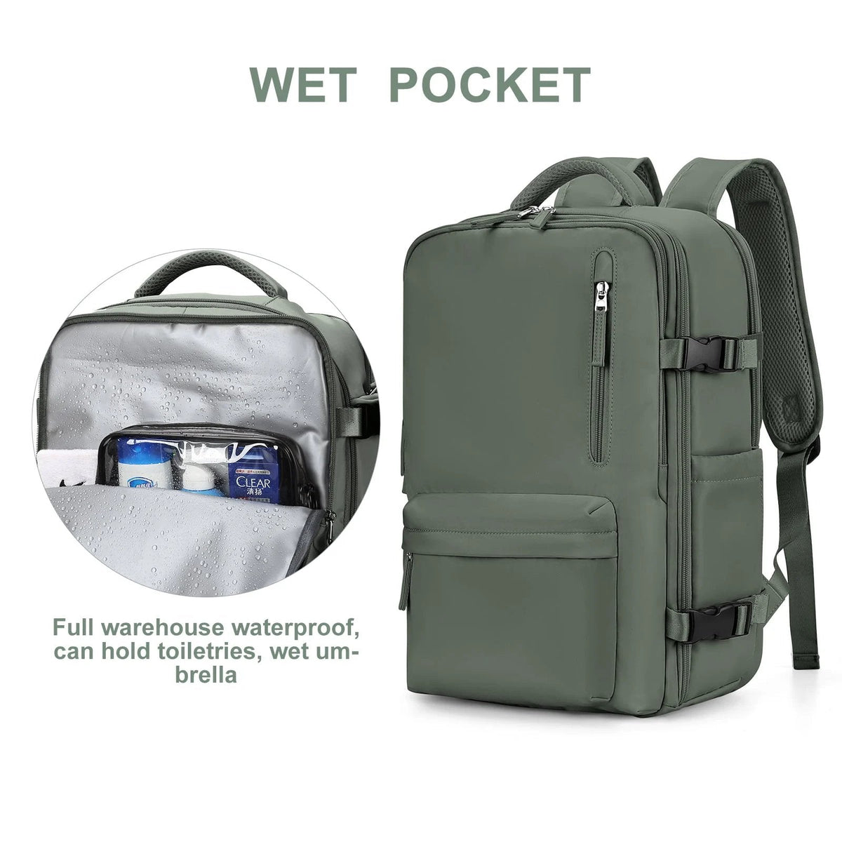 Large waterproof hiking backpack for women by Belro, showcasing durable fabric, adjustable straps, and multiple compartments.