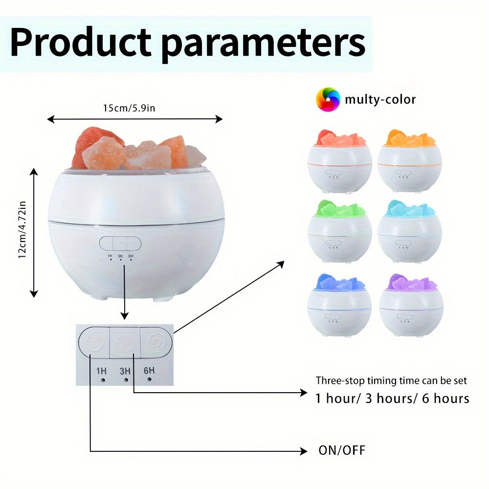 Belro salt lamp diffuser with a sleek design, combining a Himalayan salt lamp and ultrasonic essential oil diffuser.