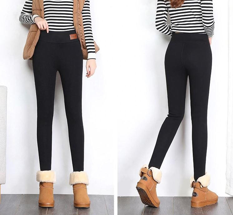 Women's fleece winter leggings by Belro, soft and cozy fleece-lined leggings perfect for cold weather, shown in a neutral color.