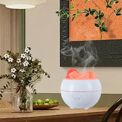 Belro Salt Lamp Diffuser 3-in-1 essential oil diffuser with Himalayan salt lamp for aromatherapy and ambient lighting.
