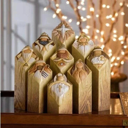 Belro nativity scene column statues for holiday home decor featuring detailed figurines of the nativity scene.