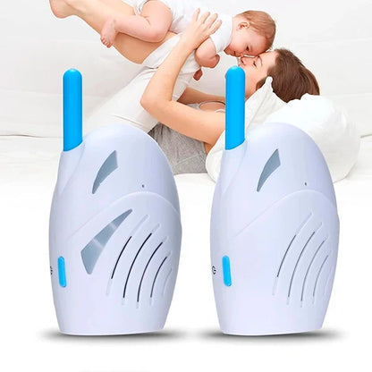 Wireless Belro audio baby monitor and walkie-talkie with compact design, featuring control buttons and audio speaker.