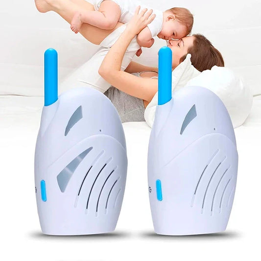 Wireless Belro audio baby monitor and walkie-talkie with compact design, featuring control buttons and audio speaker.