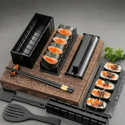 Belro sushi set with wooden platter, soy sauce dishes, and chopsticks for home and kitchen dining.