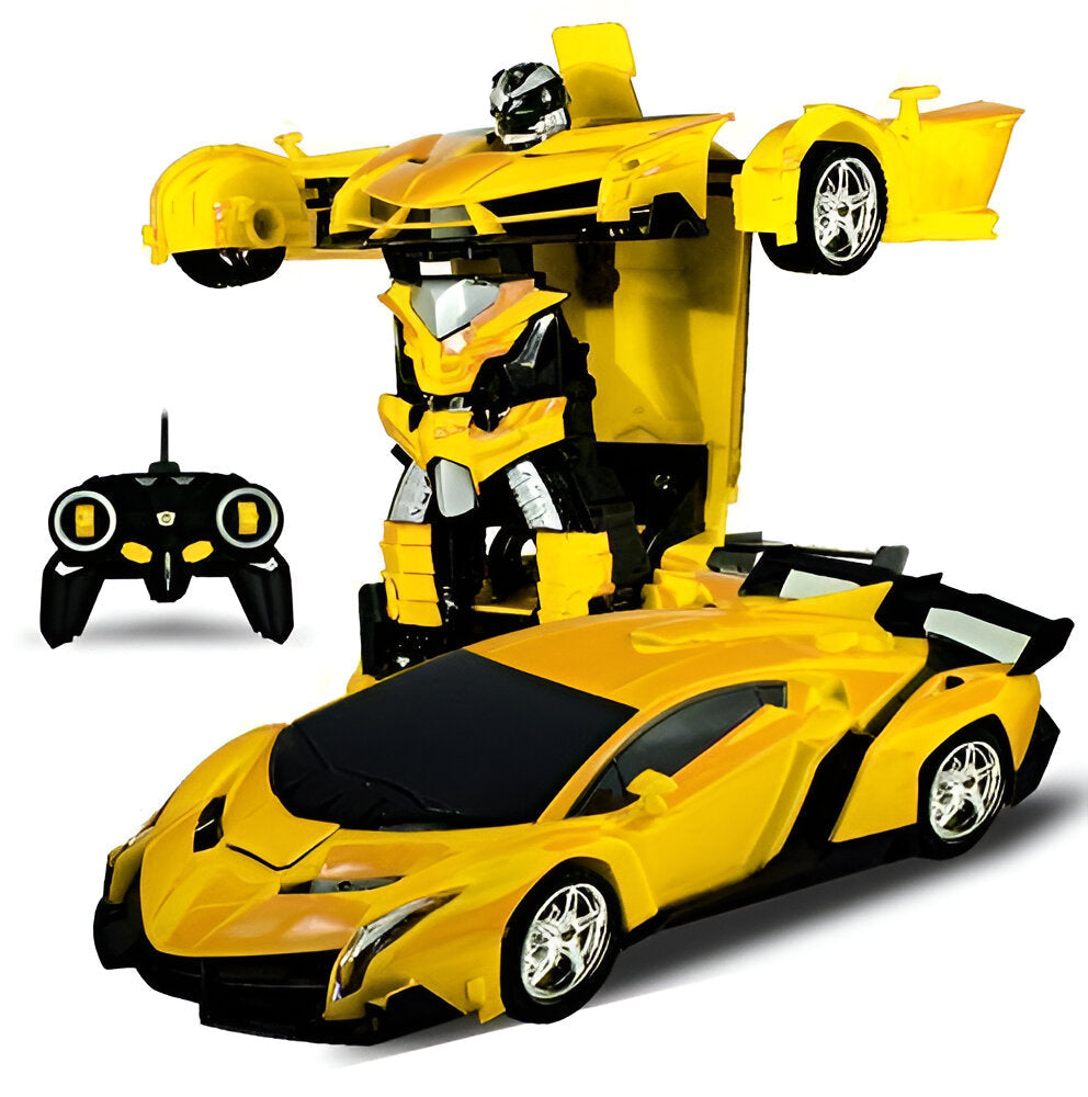 Belro 2-in-1 Transformer remote control car toy with convertible design, featuring colorful car and robot modes.