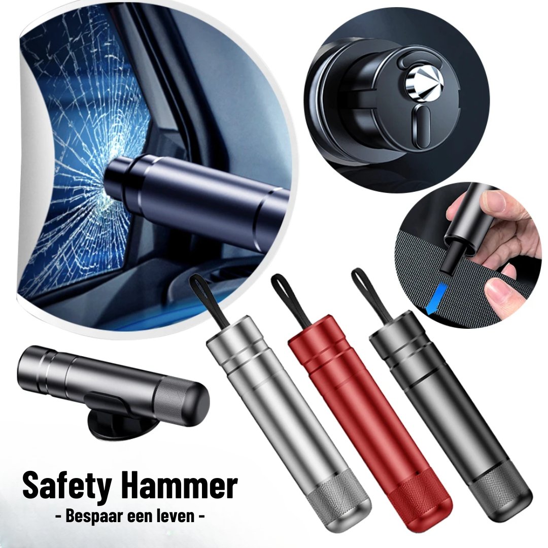 Belro safety hammer for emergencies, car-proof design, outdoor safety tool with bright yellow handle and pointed tip for breaking glass