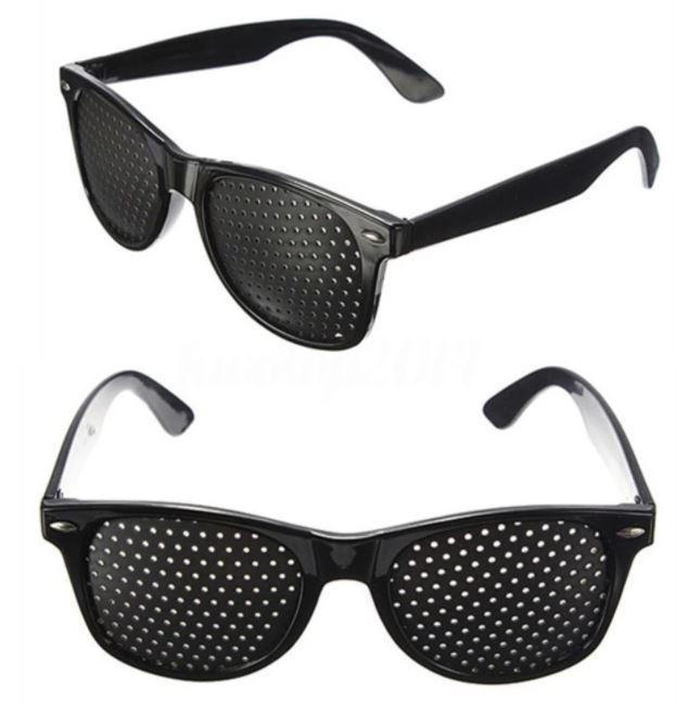 Belro anti-fatigue pinhole glasses with black frame, designed to reduce eye strain, featuring clear lenses and stylish eyewear style