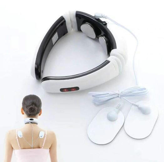 Belro electric neck massager with adjustable straps and ergonomic design for relaxing neck muscle relief.