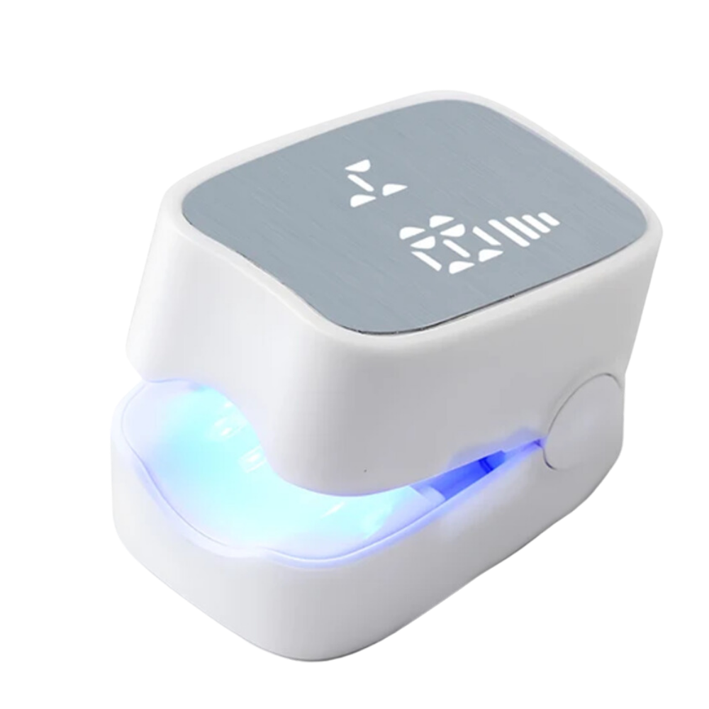Belro laser therapy device for pain-free nail fungus treatment, shown in a close-up image highlighting its sleek design.