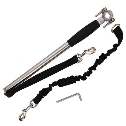 Belro dog bike harness shown on a small dog, adjustable pet harness with secure straps for biking safety and comfort.