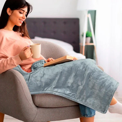 Belro electric heating pad for neck and back, showing a soft, adjustable pad with heating controls for pain relief.