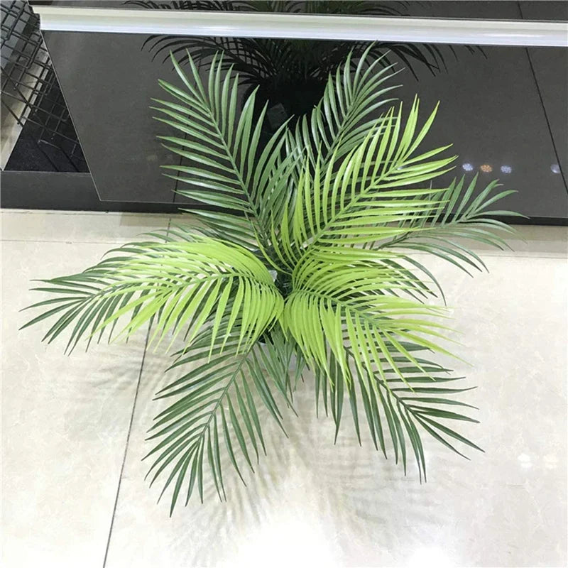 Set of 12 artificial palm leaves by Belro, realistic green tropical foliage for home and garden decor.