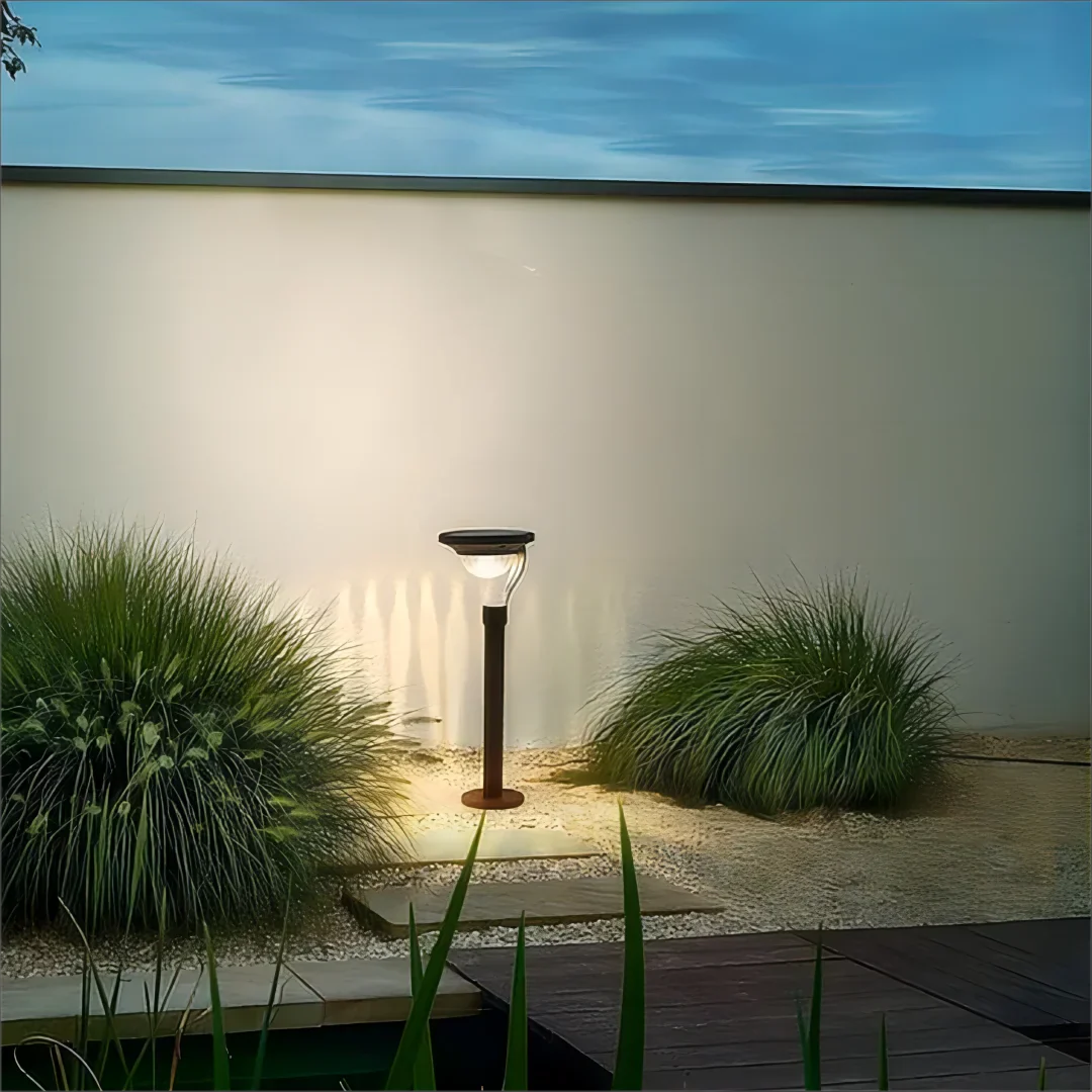Belro ultra-powerful outdoor solar lamp shining brightly in a garden at night, ideal for home and garden outdoor lighting.