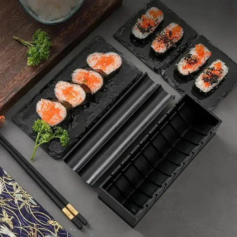 Belro sushi set with ceramic dishes and bamboo utensils, perfect for home dining and sushi preparation.