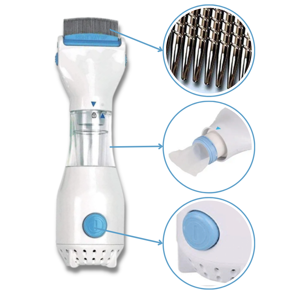 Belro universal electric lice comb with electronic teeth for effective lice removal, shown in a close-up image.