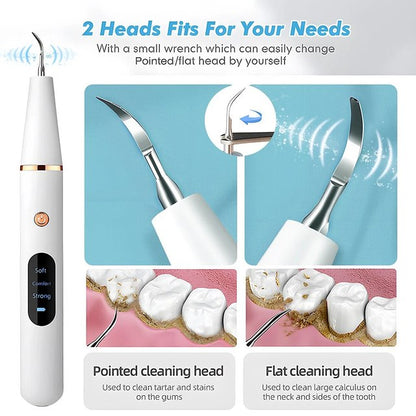Belro ultrasonic scaling wand with LED light and USB charging for safe, efficient at-home teeth cleaning.