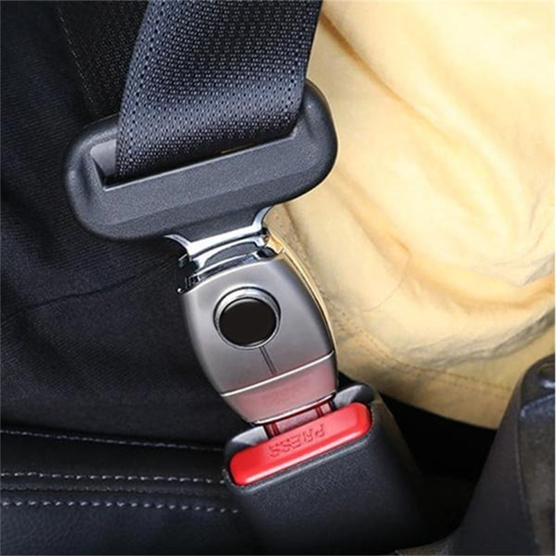 Belro metal seat belt extenders for men, showing sturdy metal clips and adjustable length for added comfort and safety.