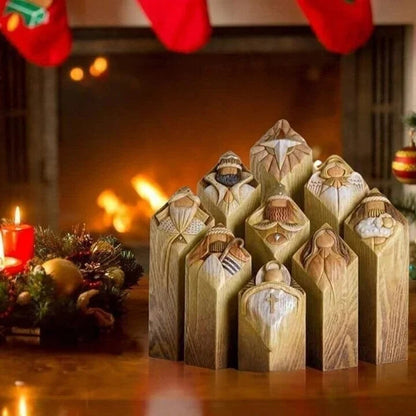 Belro nativity scene column statues for holiday decor, featuring detailed figures for home and garden Christmas decorations.