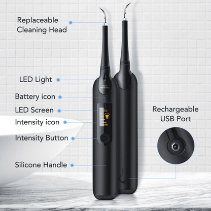 Belro electric dental care and descaling kit with LED lights, compact electronic device for oral hygiene and cleaning.