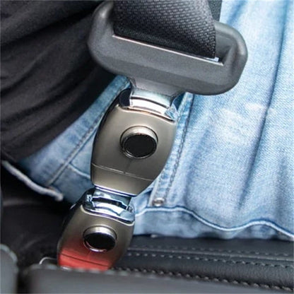 Belro metal seat belt extender for men, showing a sturdy metal clasp and extended belt for comfortable fit.