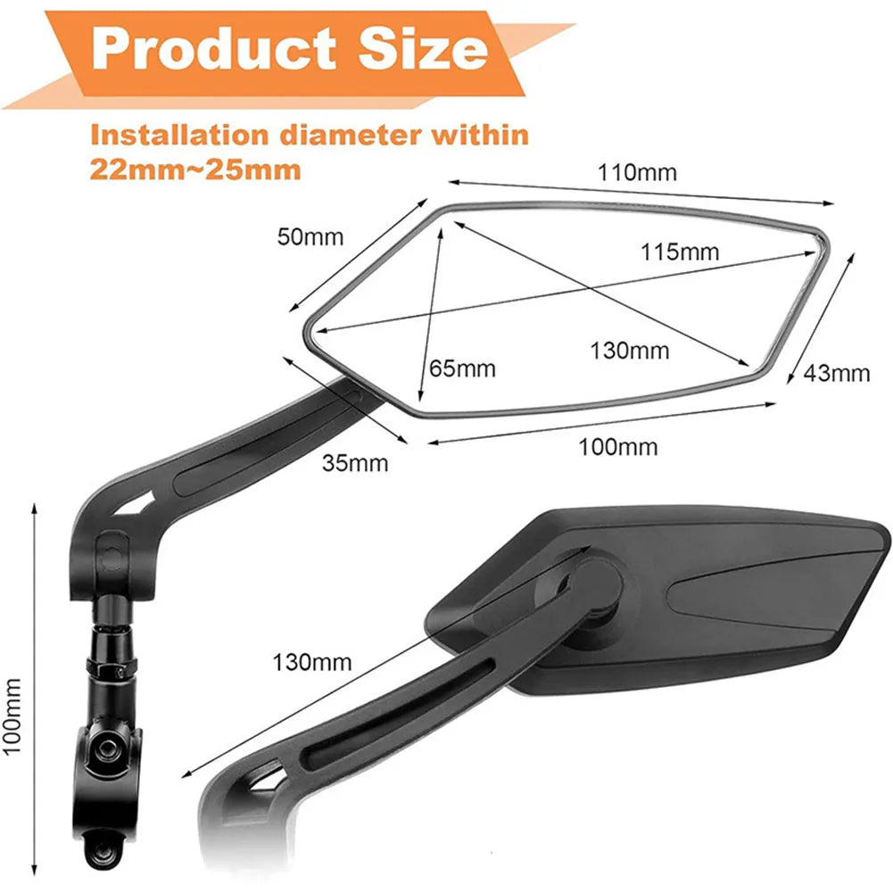 Pair of Belro 2-pack bike mirrors for outdoor use, featuring adjustable mounts and wide-angle viewing for safe cycling.