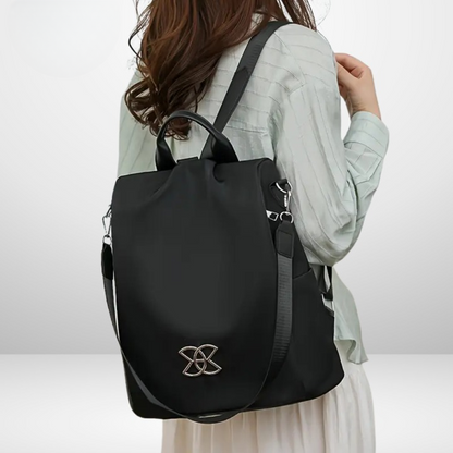 Mivoza anti-theft backpack with water-resistant fabric, multiple carry options, and hidden pockets for secure storage.