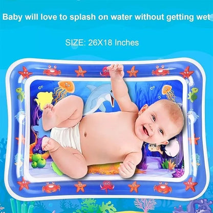 Inflatable baby water play mat by Belro with cushioned PVC surface, ideal for infant tummy time and toddler water play.