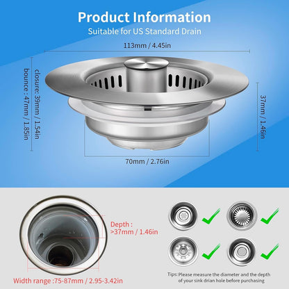 Belro kitchen sink drain strainer installed in a stainless steel kitchen sink, capturing food debris and preventing clogs.
