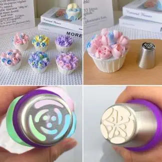 Mivoza flower piping nozzle set with 12 tips for cake decoration, reusable stainless steel pastry tips for home baking.
