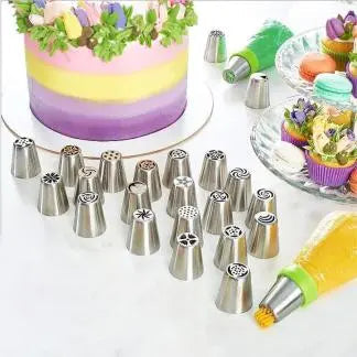 Mivoza flower piping nozzle set with 12 tips for cake decoration, reusable and ideal for creating floral designs on baked goods.