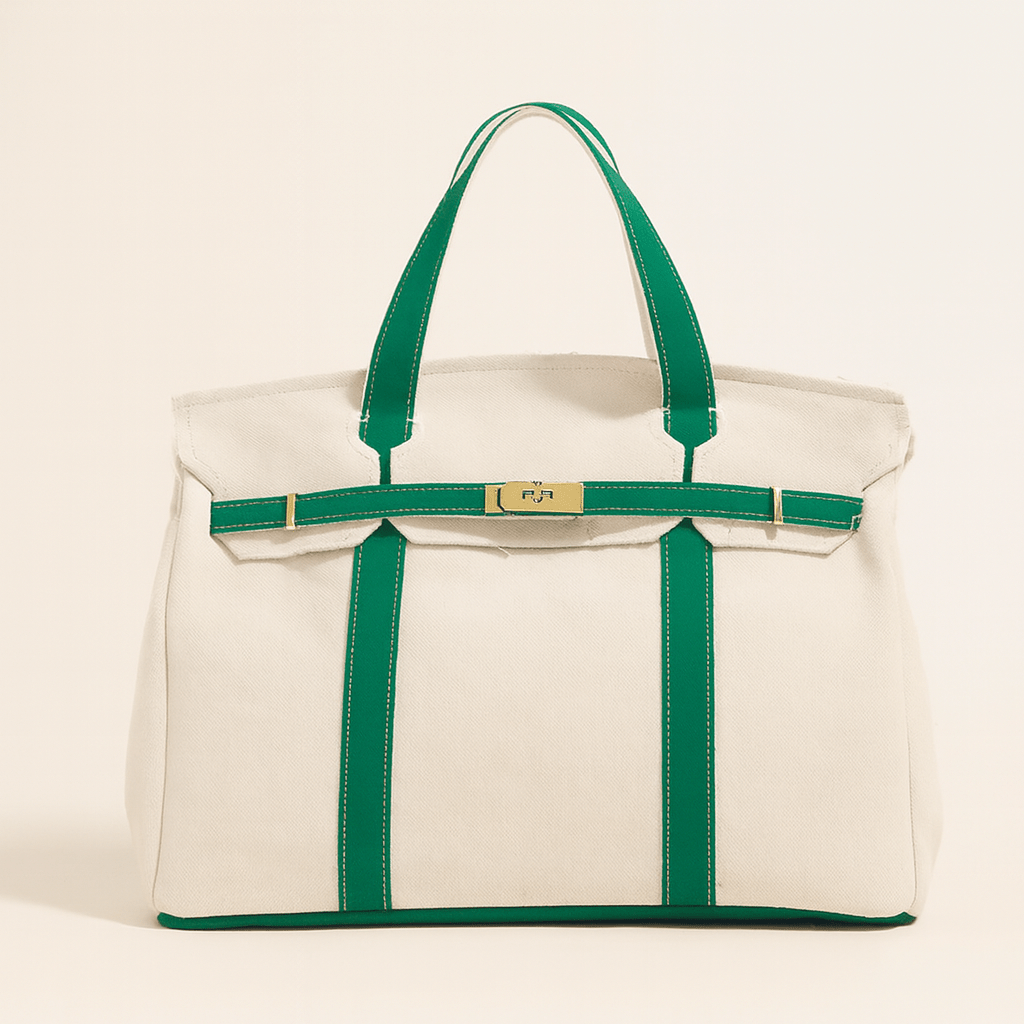 Handcrafted cotton canvas shopper bag with reinforced steel details, durable and stylish, by BowLift.