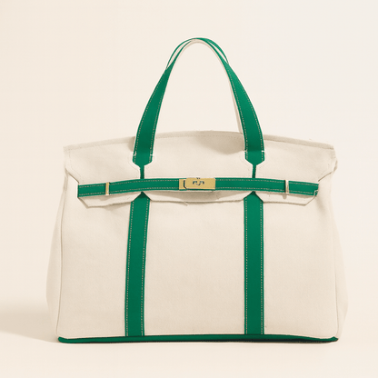 Handcrafted cotton canvas shopper bag with reinforced steel details, durable and stylish, by BowLift.