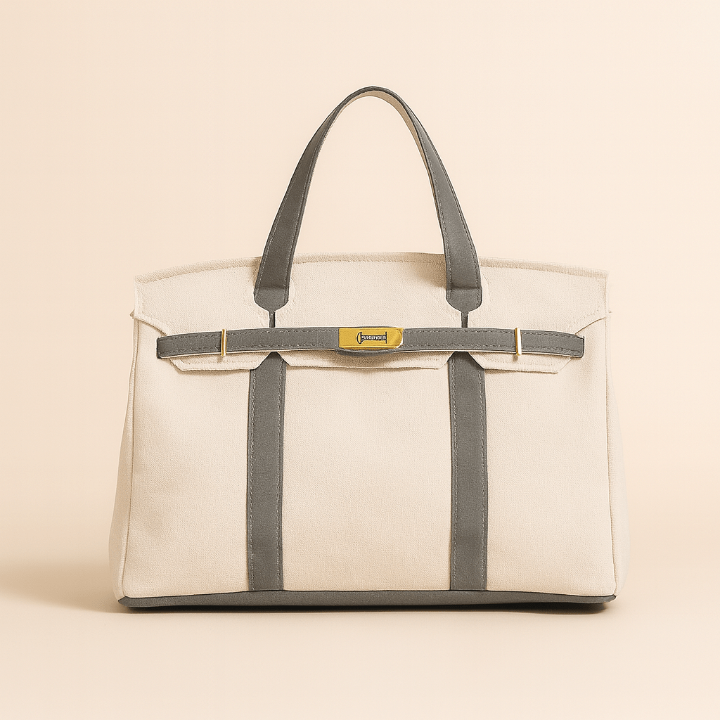 Handcrafted cotton canvas shopper bag by BowLift with reinforced steel accents, durable and stylish for everyday use.