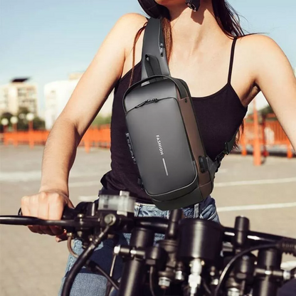 Belro Ultimate Anti-Theft Backpack designed for laptops, with secure compartments and sleek black fabric for electronics storage.
