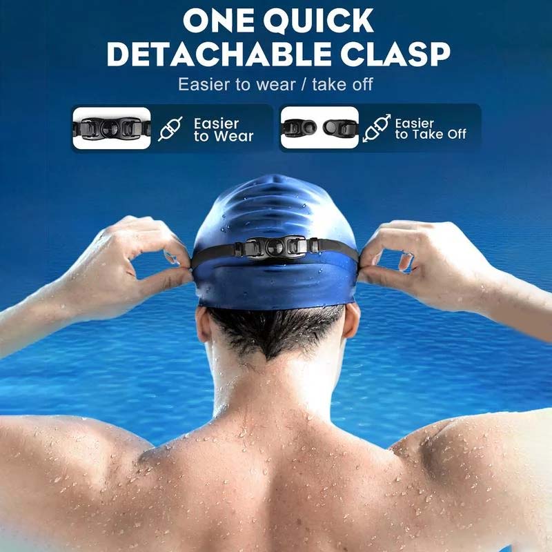 Belro wide-angle swimming goggles with anti-fog coating, featuring clear lenses and adjustable straps for comfortable outdoor swimming.