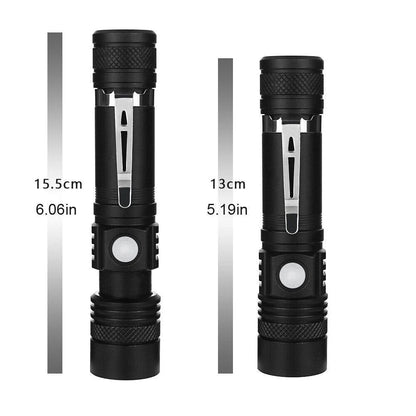 Belro Super Blight 90000LM flashlight with a rugged black body and adjustable focus beam in an electronics lighting tool image