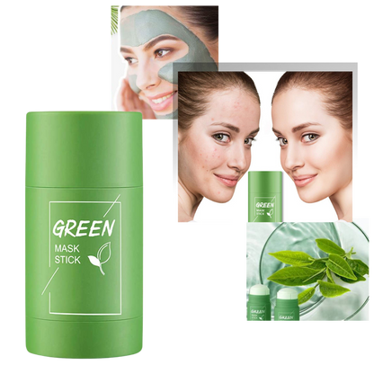 Belro green tea face mask for cleansing and anti-blackhead treatment, with a smooth, green-colored mask spread on the face.