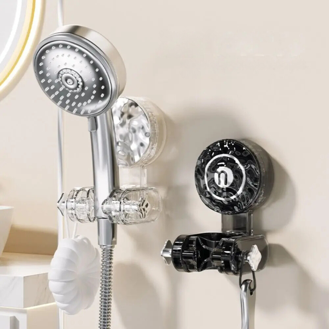 Belro movable shower head holder mounted on a bathroom wall, adjustable and easy to install for hands-free showering.