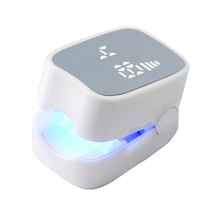 Belro painless laser treatment device for nail fungus, shown in a health and beauty setting, designed to eliminate fungal infections.