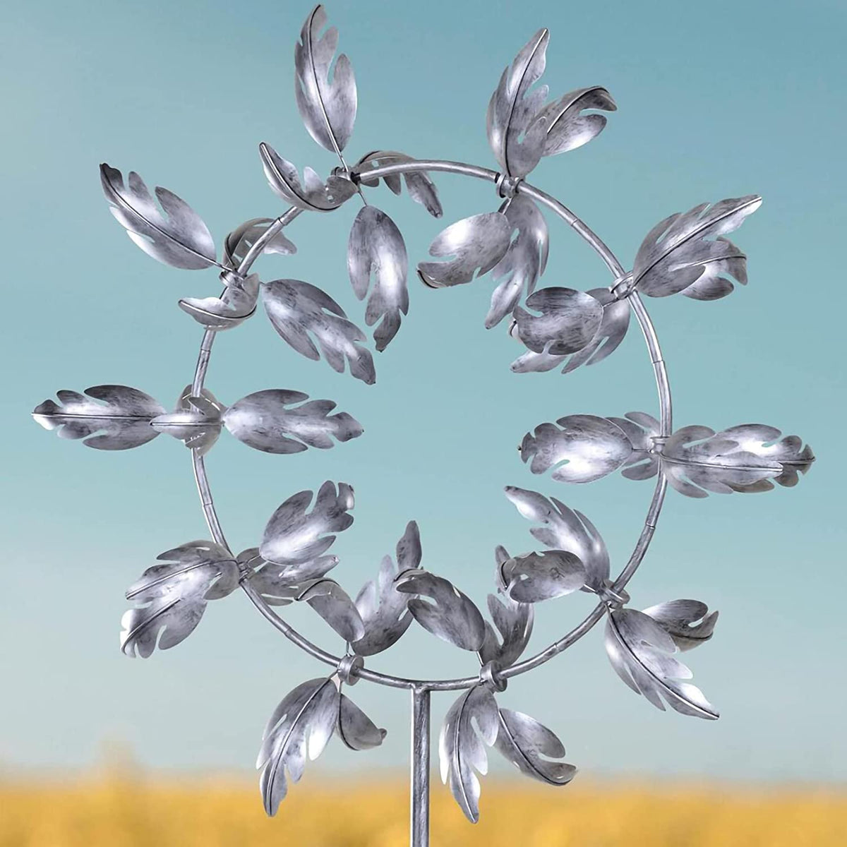 Belro magical metal windmill garden spinner with colorful blades spinning in the breeze, decorative outdoor home and garden decor