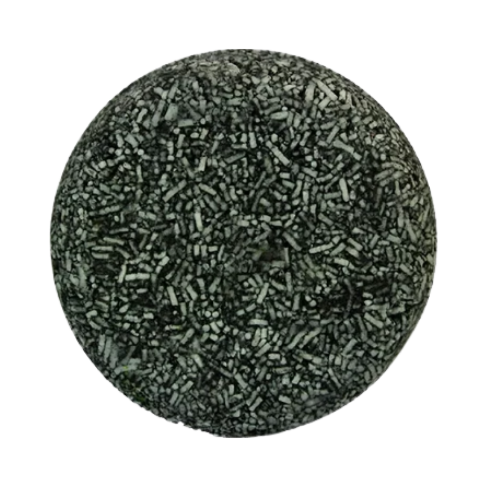 Natural solid shampoo for gray hair by Belro, showing a bar of shampoo with a textured surface and gray hair strands nearby.