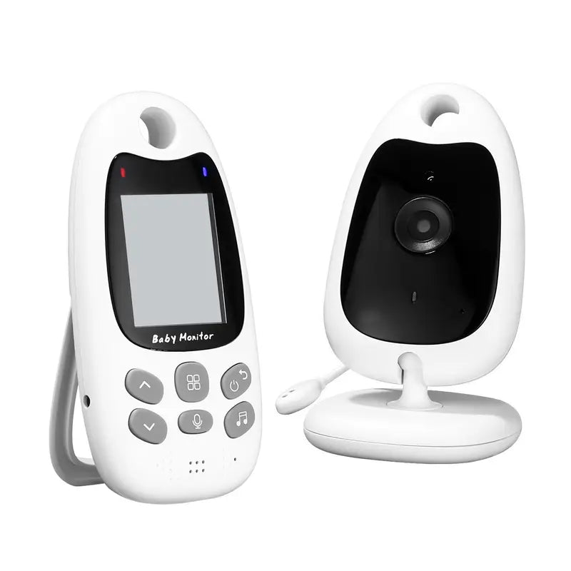 Belro wireless baby monitor with night vision and two-way audio, showing the monitor screen and camera setup in a nursery setting.