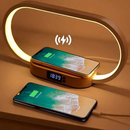 Belro integrated lamp with wireless charging station, modern electronic desk lamp with built-in charging pad for devices