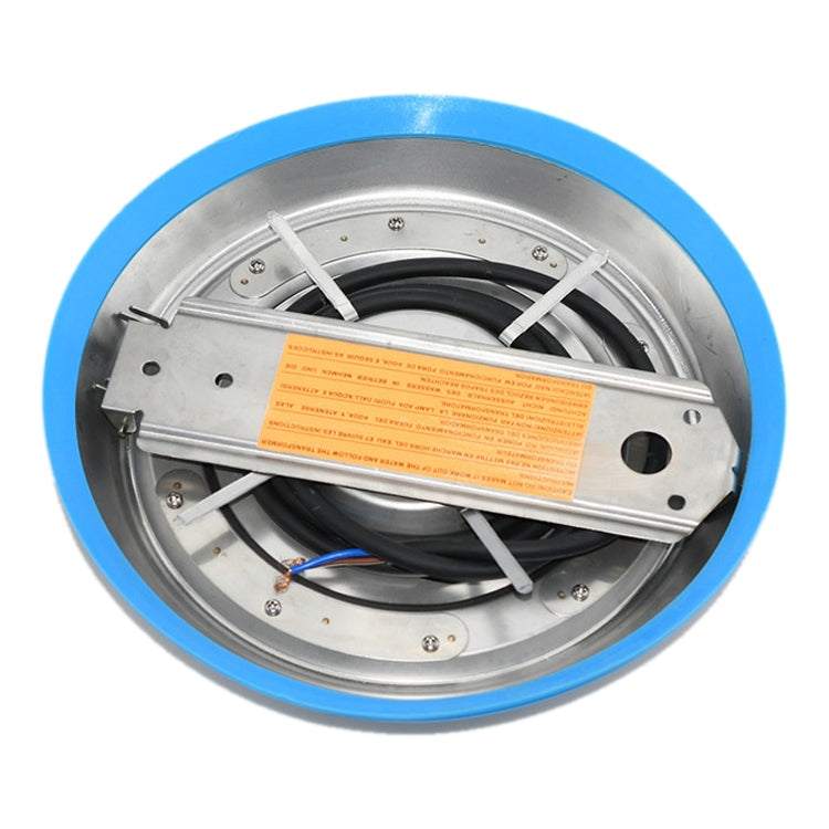 Belro 15W LED stainless steel wall-mounted pool light installed underwater in a garden pond, illuminating the water.