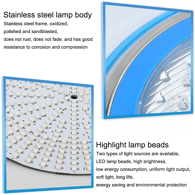 Belro 15W LED stainless steel wall-mounted pool light installed underwater in a pool, providing bright outdoor illumination.