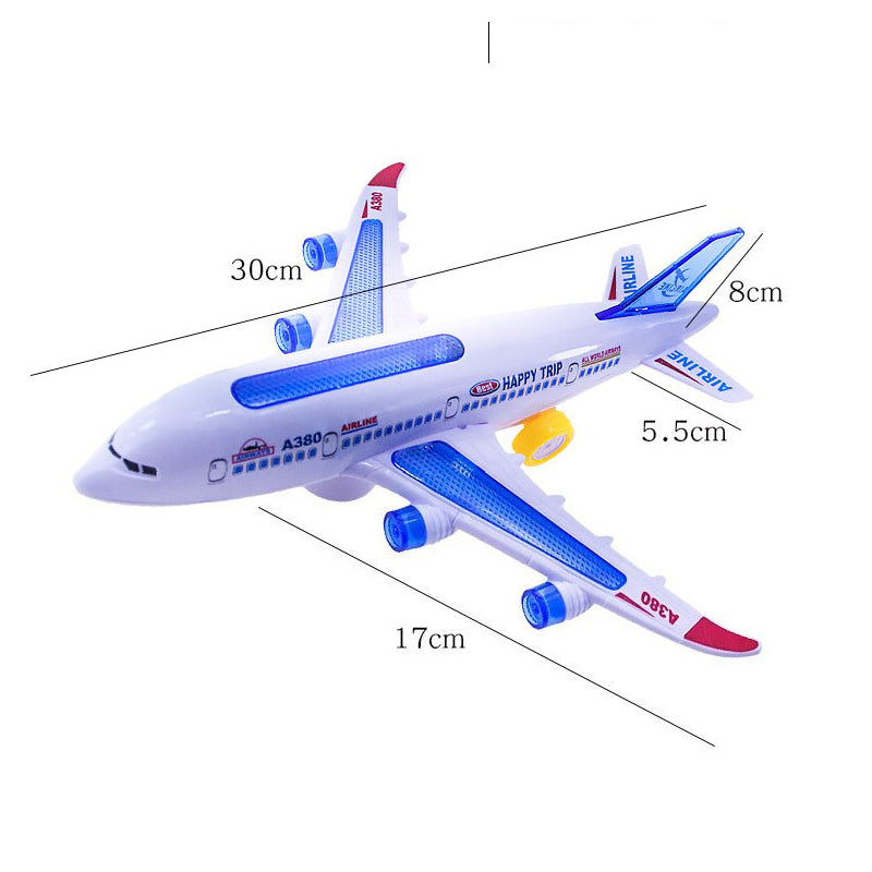 Belro electric airplane toy with music and light effects, colorful automotive-style toy for kids, showcasing the toy in flight mode.